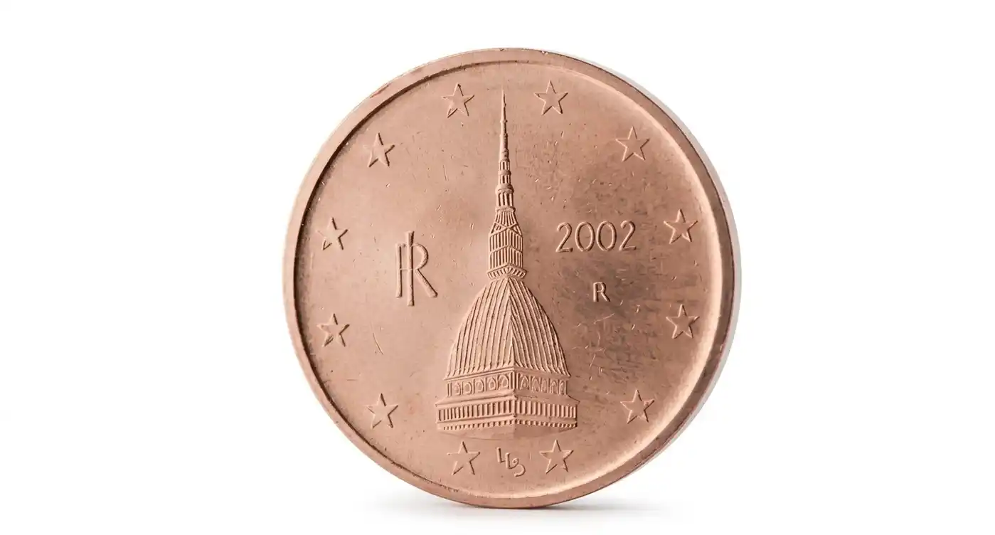 Minimalistische Nahaufnahme einer seltenen 1-Cent-Münze